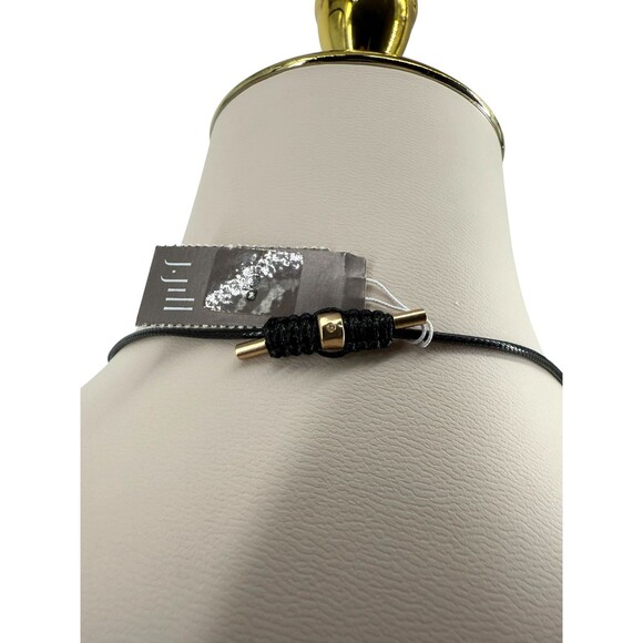 J. Jill Heart Necklace Charm Pendant Silver Tone Hammered Black Cord Adjustable - Picture 8 of 9